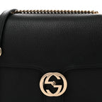 Dollar Calfskin Interlocking G Shoulder Bag Black