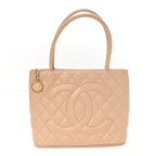 Caviar Quilted Medallion Tote Beige