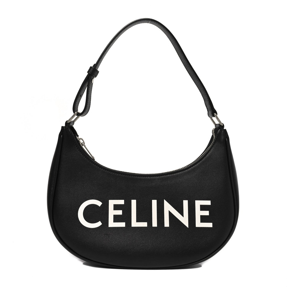 Calfskin Ava Logo Shoulder Bag Black