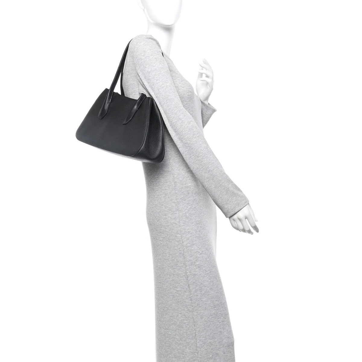 Grained Calfskin Alger Shoulder Bag Black