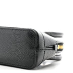 Grained Calfskin Logo Mini Ville Top Handle Bag Black White