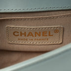 Lambskin Woven Mini Chateau Boy Flap Light Blue
