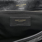 Crinkled Calfskin Matelasse Monogram Medium Niki Chain Satchel Black