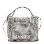 Crystal Embellished Metallic Lambskin Mini Chanel 22 Silver