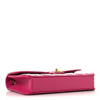 Shiny Lambskin Quilted Flap Clutch Bag Dark Pink
