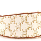 Canvas Calfskin Ava Triomphe Shoulder Bag White
