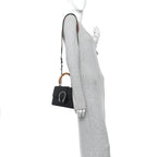 Dollar Calfskin Crystal Web Mini Dionysus Bamboo Top Handle Bag Black Black Diamond
