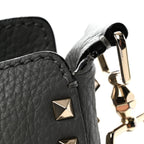 Pebbled Calfskin Small Rockstud Flip-Lock Messenger Bag Light Stone