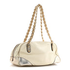 Goatskin Small Capri Bowler White Gold