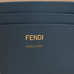 Canvas Vitello King Seta FF Embroidered Mini Baguette Blue Multicolor