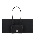 Shiny Caviar Mini Preppy Coco Shoulder Bag Black