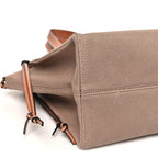 Canvas Calfskin Cushion Tote Taupe