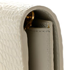 Calfskin Crocodile Embossed Monogram Uptown Chain Wallet Crema Soft