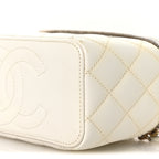 Caviar Quilted Small Vanity Case With Chain White