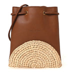 Raffia Cassandre Mini Pochon Crossbody Bag Brick Natural
