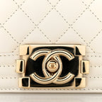 Caviar Quilted Small Boy Flap  White