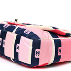 Nylon Printed Medium Flap Pink Navy White