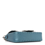 Metallic Cuoio Roma Sellerissima Nappa Sintetica Tape Stitch Mini Baguette Placca Argento