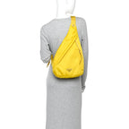 Re-Nylon Vitello Metal Triangle Logo Sling Backpack Giallo