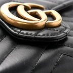 Calfskin Matelasse GG Marmont Chain Wallet Black