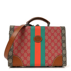 X DANS LE VERT GG Supreme Monogram Cuoio Web Mini Retro Interlocking G Savoy Top Handle Beauty Case Beige Rosso Ebony Harness  Brown
