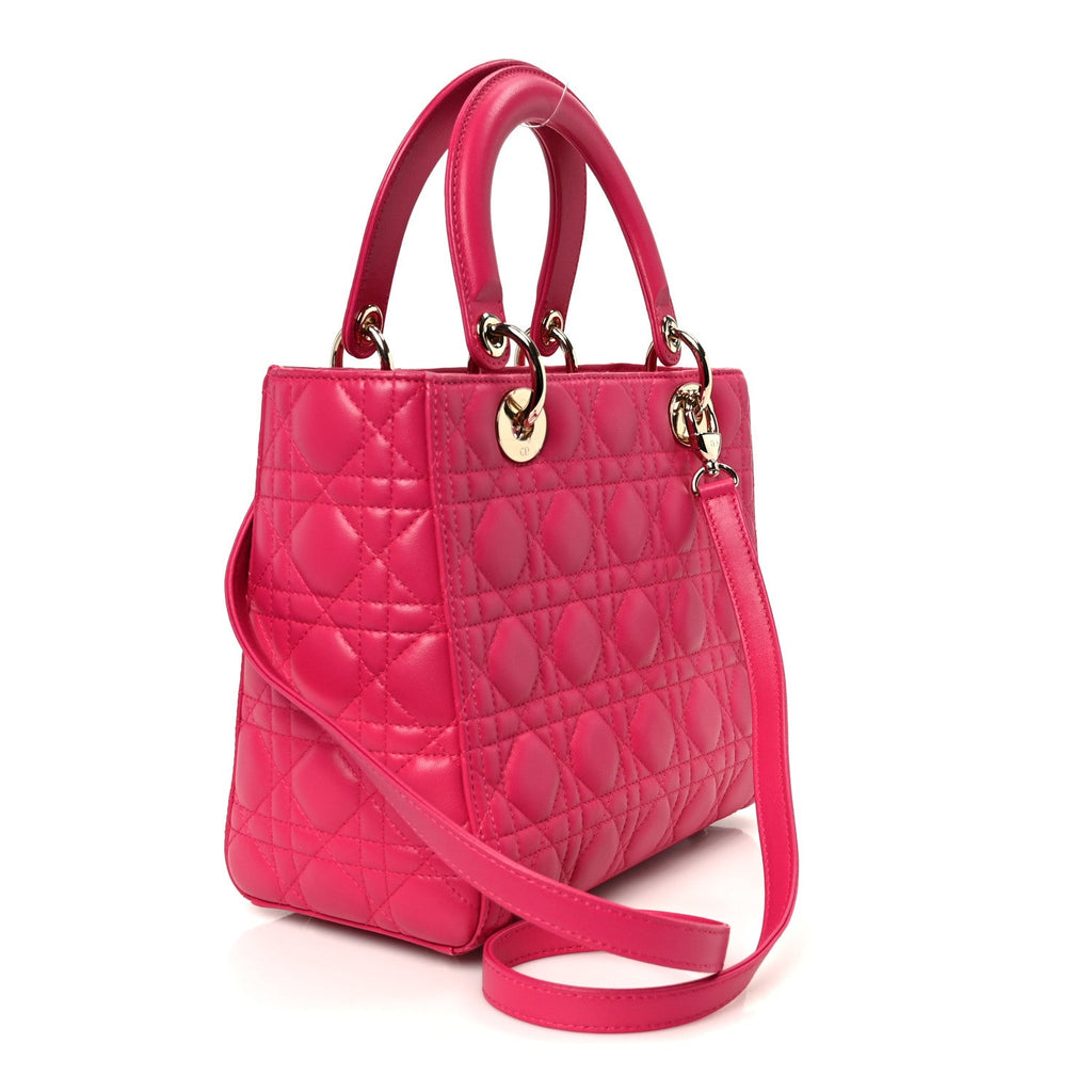 Lambskin Cannage Medium Lady Dior Pink