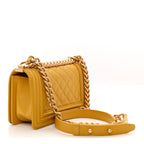 Lambskin Quilted Small Boy Flap Yellow