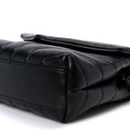 Calfskin Y Quilted Monogram Monochrome Toy Loulou Crossbody Bag Black