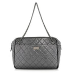 Metallic Aged Calfskin Quilted Large Reissue Camera Case Silver