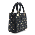 Lambskin Cannage Butterfly Studs Small Lady Dior Black