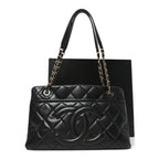Caviar Quilted Timeless CC Soft Tote Black