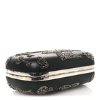 Nappa Crystal Embroidered Mushroom Box Clutch Black