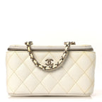 Caviar Quilted Small Vanity Case With Chain White