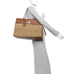Grained Calfskin Suede Large Urban Essentials Shopping Bag Dark Beige Camel