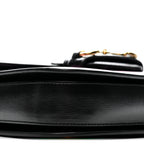 Textured Calfskin Geometric Print Horsebit 1955 Shoulder Bag Black Multicolor