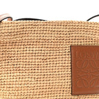 Calfskin Raffia Paulas Ibiza Pochette Bag Natural Tan