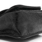 Crinkled Calfskin Matelasse Monogram Medium Niki Chain Satchel Black