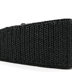 Yarn Raffia Effect Crochet Triangle Shoulder Bag Black