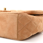Suede Quilted Mini Flap Dark Beige