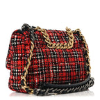 Tweed Quilted Medium Chanel 19 Flap Red Black