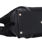 Canvas Horsebit Print Shoulder Bag Black