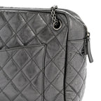 Metallic Aged Calfskin Quilted Large Reissue Camera Case Silver