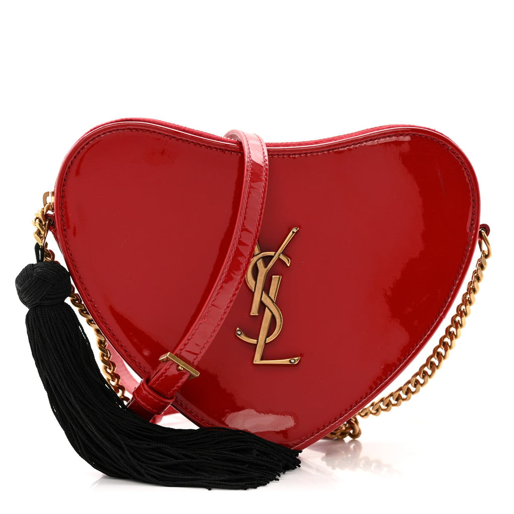 Patent Heart Monogram Crossbody Red