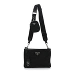 Re-Nylon Saffiano Re-Edition 2000 Double Zip Crossbody Bag Black