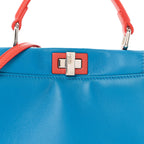 Nappa Colorblock Mini Peekaboo Iconic Satchel Blue Royal Papavero Cuoio