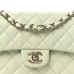 Caviar Quilted Small Double Flap Light Green