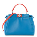 Nappa Colorblock Mini Peekaboo Iconic Satchel Blue Royal Papavero Cuoio