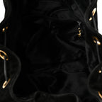 Suede CC Drawstring Backpack Black
