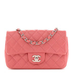 Lambskin Quilted Mini Rectangular Flap Pink