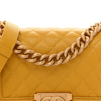 Lambskin Quilted Small Boy Flap Yellow